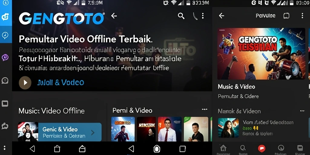 Tampilan antarmuka aplikasi GENGTOTO untuk pemutar video offline.
